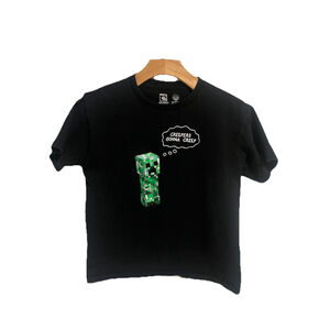 Minecraft Creeper Black T Shirt Boys Size M 10/12